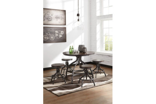 Odium Counter Height Dining Table and Bar Stools (Set of 5)-Brown