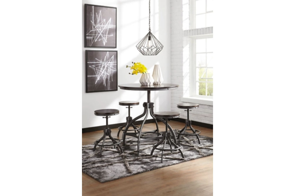 Odium Counter Height Dining Table and Bar Stools (Set of 5)-Brown