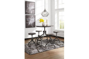 Odium Counter Height Dining Table and Bar Stools (Set of 5)-Brown