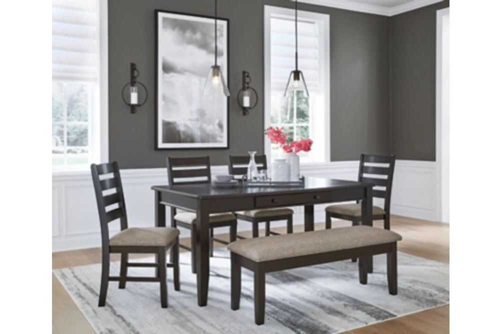 Signature Design by Ashley Ambenrock Dining Table, 4 Chairs and Bench