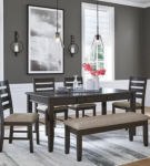 Signature Design by Ashley Ambenrock Dining Table, 4 Chairs and Bench