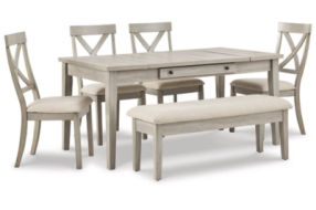 Signature Design by Ashley Parellen Dining Table, 4 Chairs and Bench-Gray