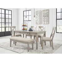 Signature Design by Ashley Parellen Dining Table, 4 Chairs and Bench-Gray