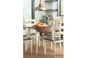 Signature Design by Ashley Woodanville Dining Table with 4 Chairs-Cream/Brown