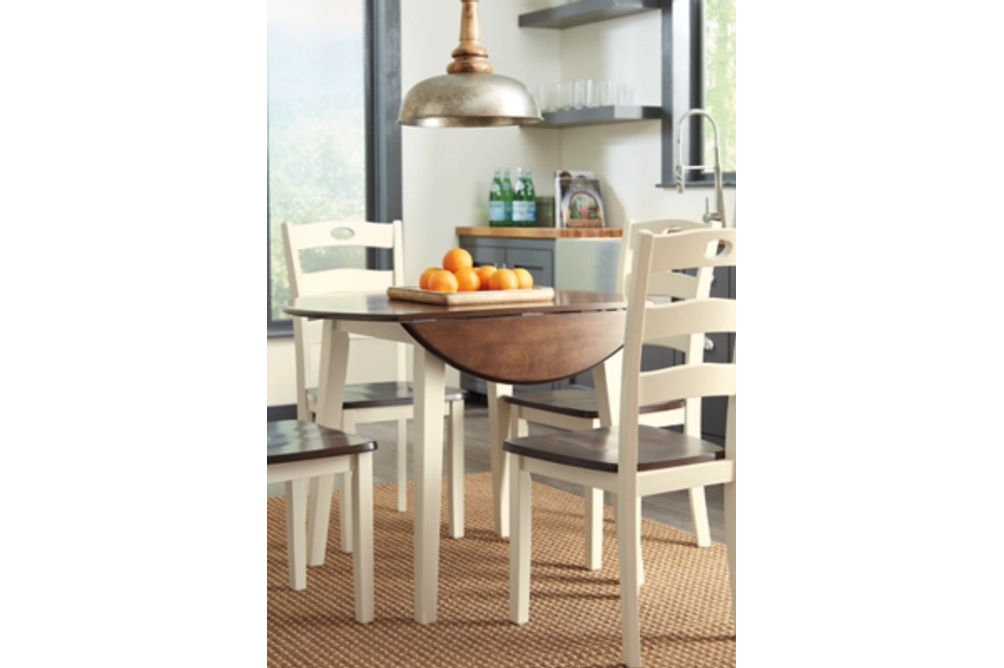 Signature Design by Ashley Woodanville Dining Table with 4 Chairs-Cream/Brown