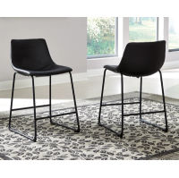 Signature Design by Ashley Centiar Counter Height Bar Stool (Set of 2)-Black