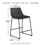 Signature Design by Ashley Centiar Counter Height Bar Stool (Set of 2)-Black