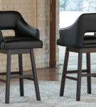 Signature Design by Ashley Tallenger Bar Height Bar Stool (Set of 2)-Black/Dar