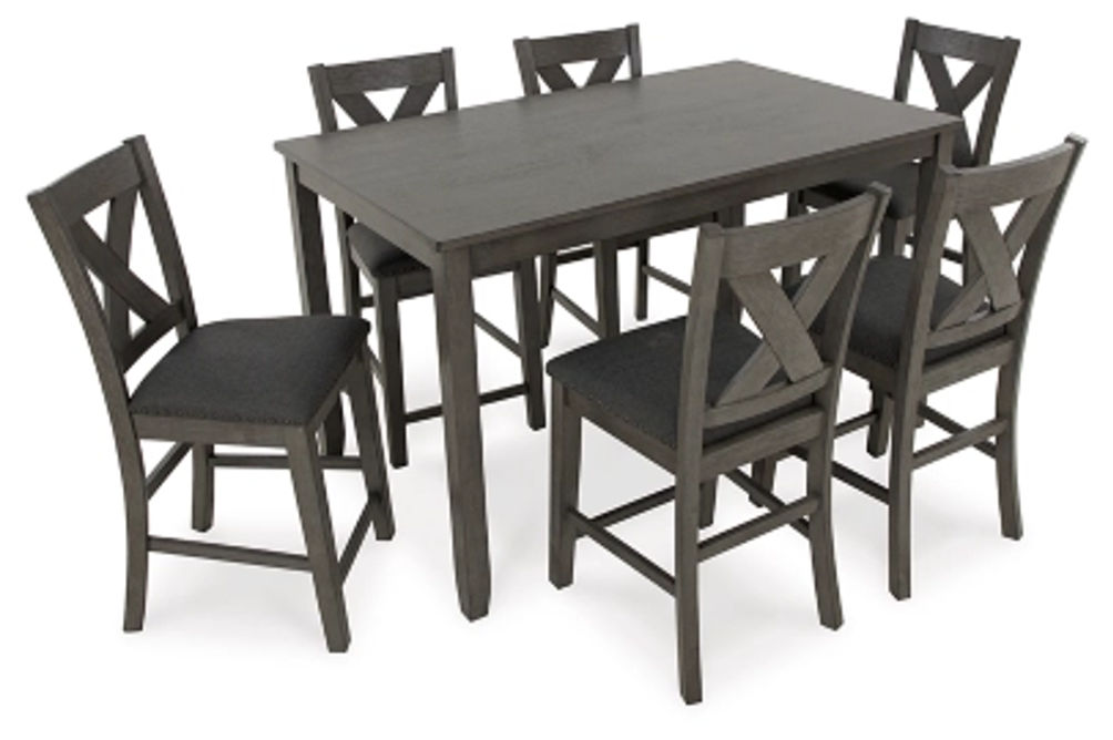 Caitbrook Counter Height Dining Table and Bar Stools (Set of 7)-Gray