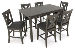 Caitbrook Counter Height Dining Table and Bar Stools (Set of 7)-Gray