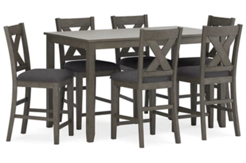 Caitbrook Counter Height Dining Table and Bar Stools (Set of 7)-Gray