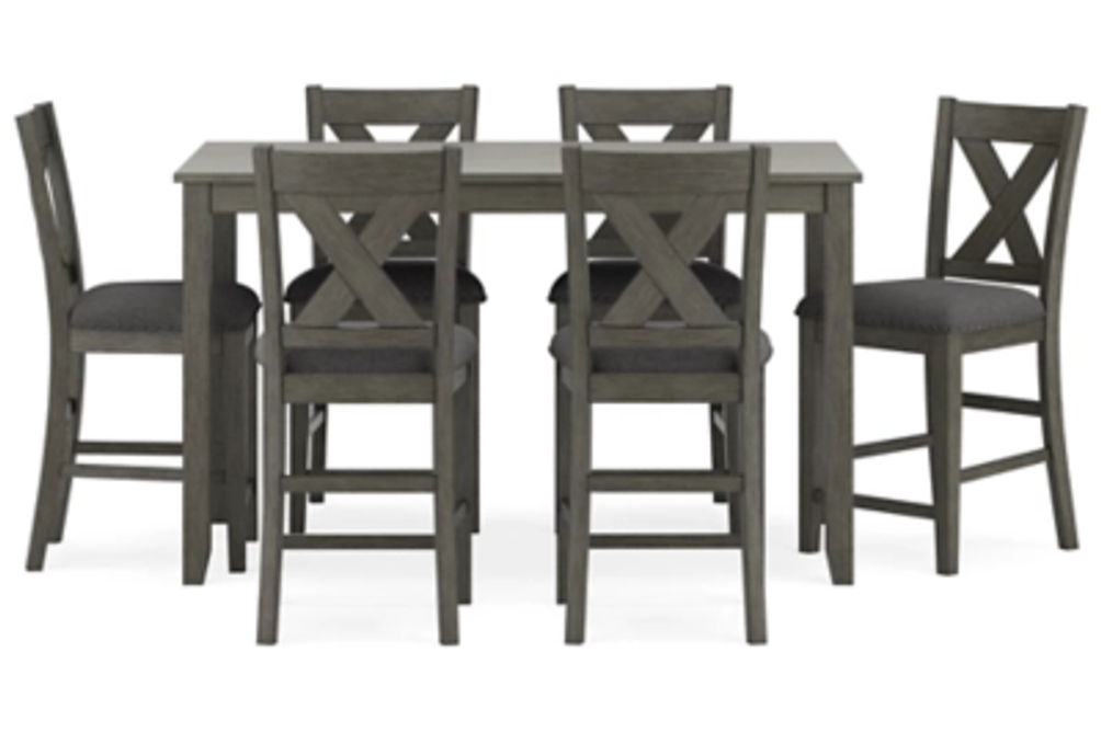 Caitbrook Counter Height Dining Table and Bar Stools (Set of 7)-Gray