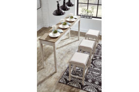 Signature Design by Ashley Skempton Counter Height Dining Table and 3 Bar Stools