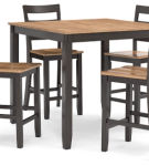 Gesthaven Counter Height Dining Table and 4 Barstools (Set of 5)-Natural/Brown