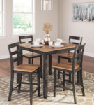 Gesthaven Counter Height Dining Table and 4 Barstools (Set of 5)-Natural/Brown