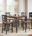 Gesthaven Counter Height Dining Table and 4 Barstools (Set of 5)-Natural/Brown