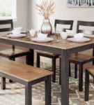 Gesthaven Dining Table with 4 Chairs and Bench (Set of 6)-Natural/Brown