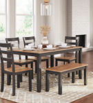 Gesthaven Dining Table with 4 Chairs and Bench (Set of 6)-Natural/Brown