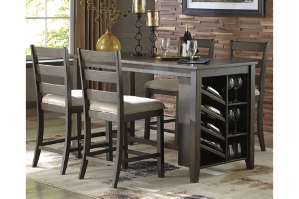 Signature Design by Ashley Rokane Counter Height Dining Table and 4 Barstools