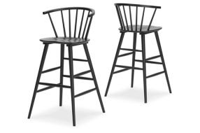 Signature Design by Ashley Otaska Bar Height Stool (Set of 2)-Black