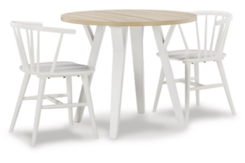 Signature Design by Ashley Grannen Dining Table and 2 Chairs-White/Natural