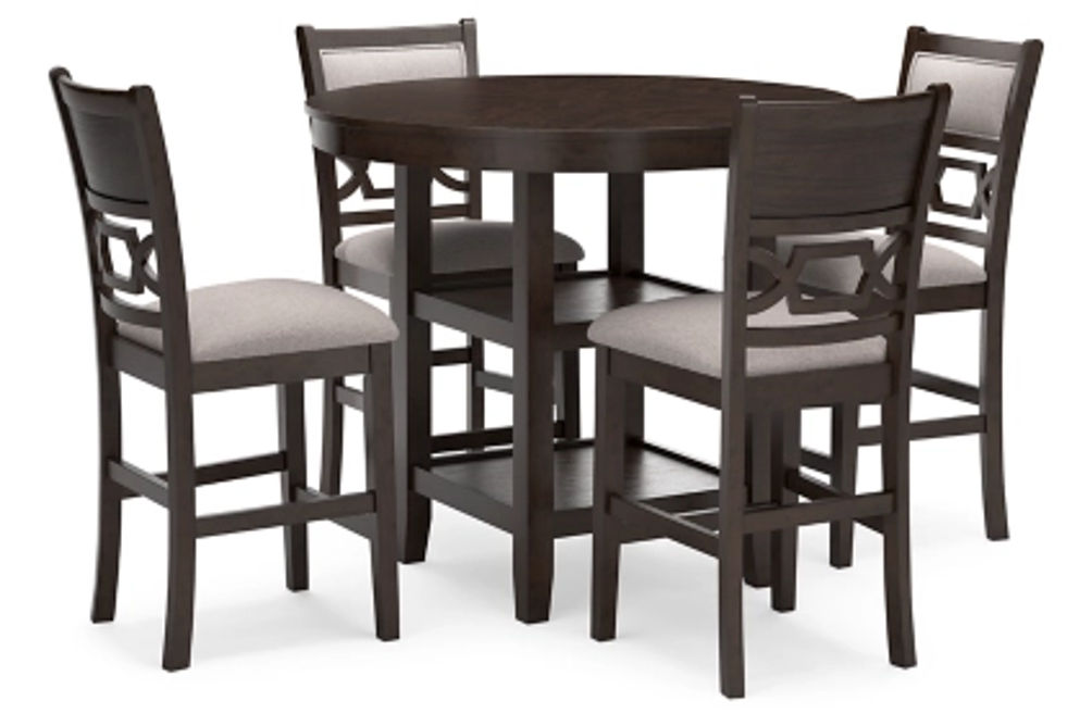 Langwest Counter Height Dining Table and 4 Barstools (Set of 5)-Brown