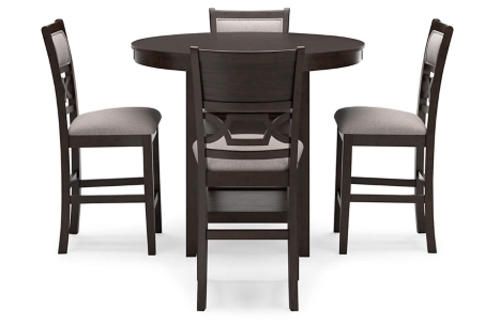 Langwest Counter Height Dining Table and 4 Barstools (Set of 5)-Brown