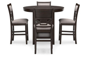 Langwest Counter Height Dining Table and 4 Barstools (Set of 5)-Brown