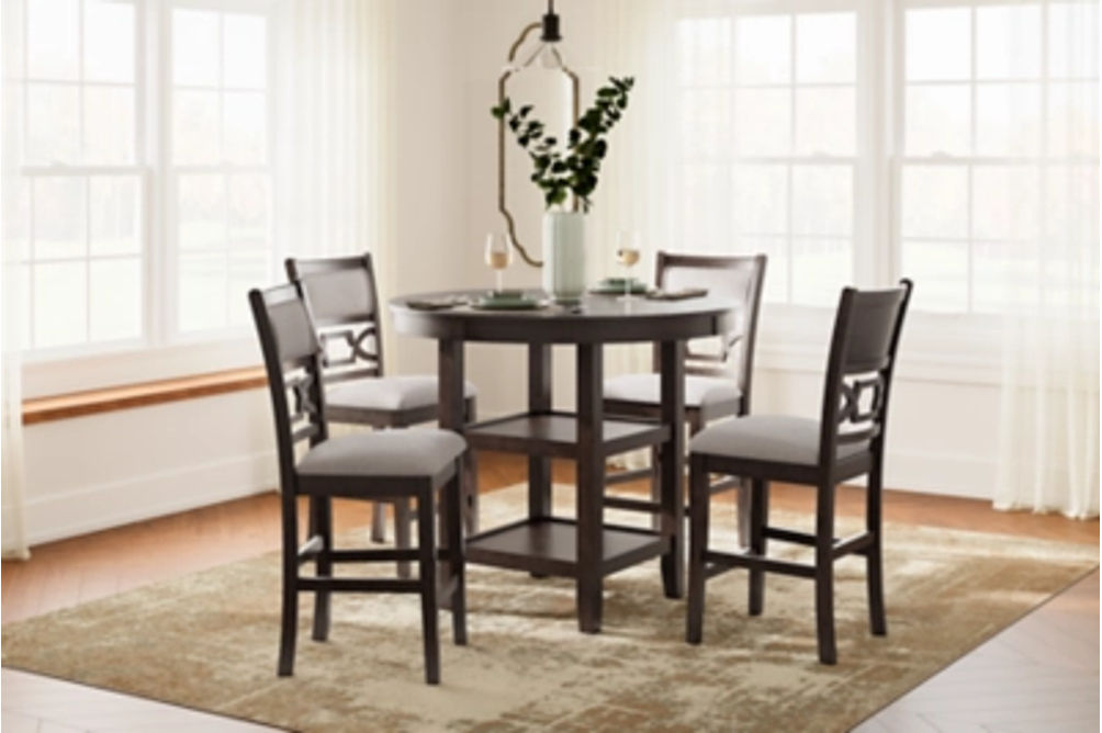 Langwest Counter Height Dining Table and 4 Barstools (Set of 5)-Brown