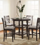 Langwest Counter Height Dining Table and 4 Barstools (Set of 5)-Brown