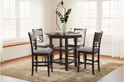 Langwest Counter Height Dining Table and 4 Barstools (Set of 5)-Brown