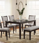 Signature Design by Ashley Langwest Dining Table and 4 Chairs and Bench (Set o