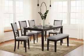 Signature Design by Ashley Langwest Dining Table and 4 Chairs and Bench (Set o