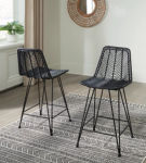 Signature Design by Ashley Angentree Counter Height Bar Stool (Set of 2)-Black