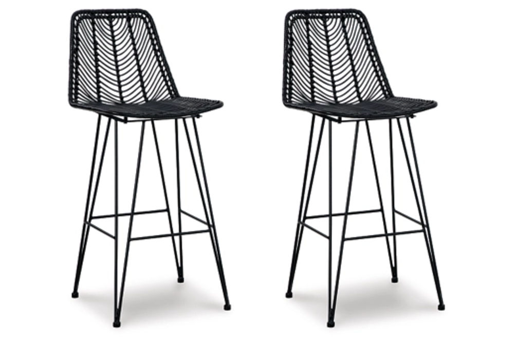 Signature Design by Ashley Angentree Bar Height Bar Stool (Set of 2)-Black