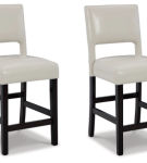 Signature Design by Ashley Leektree Counter Height Bar Stool (Set of 2)-Ivory/