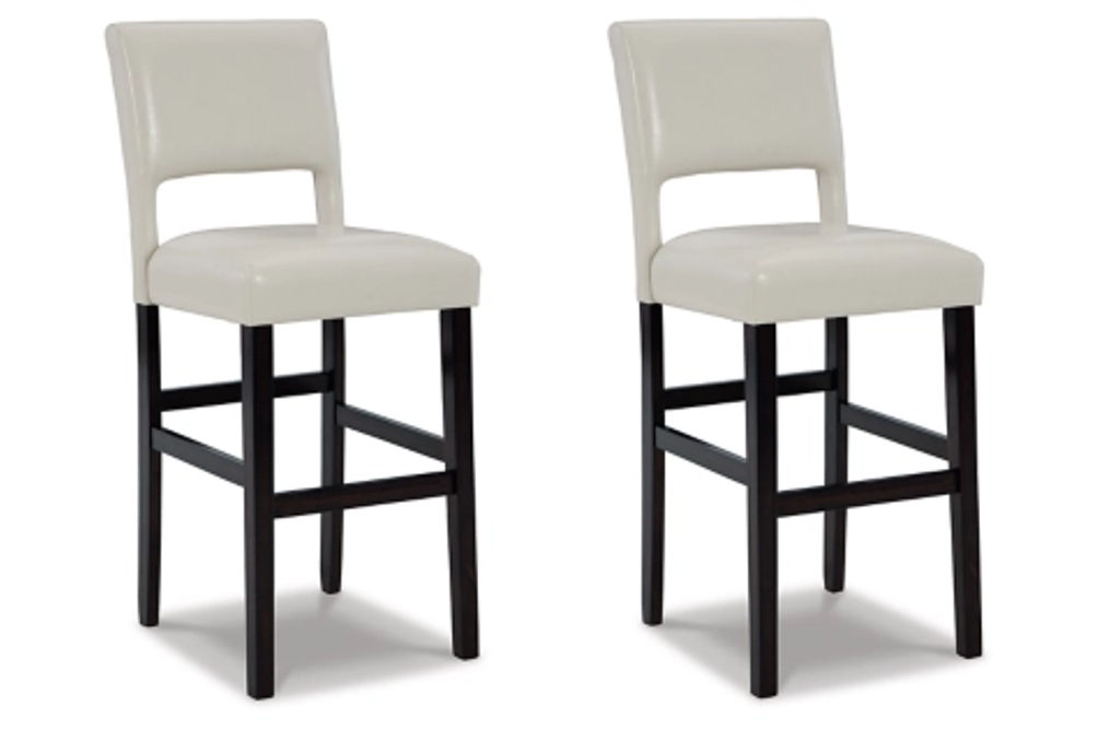 Signature Design by Ashley Leektree Bar Height Bar Stool (Set of 2)-Ivory/Brow