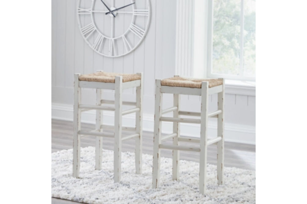 Signature Design by Ashley Mirimyn Bar Height Bar Stool (Set of 2)-White