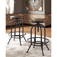 Signature Design by Ashley Valebeck Bar Height Bar Stool (Set of 2)-Brown/Blac