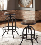 Signature Design by Ashley Valebeck Bar Height Bar Stool (Set of 2)-Brown/Blac