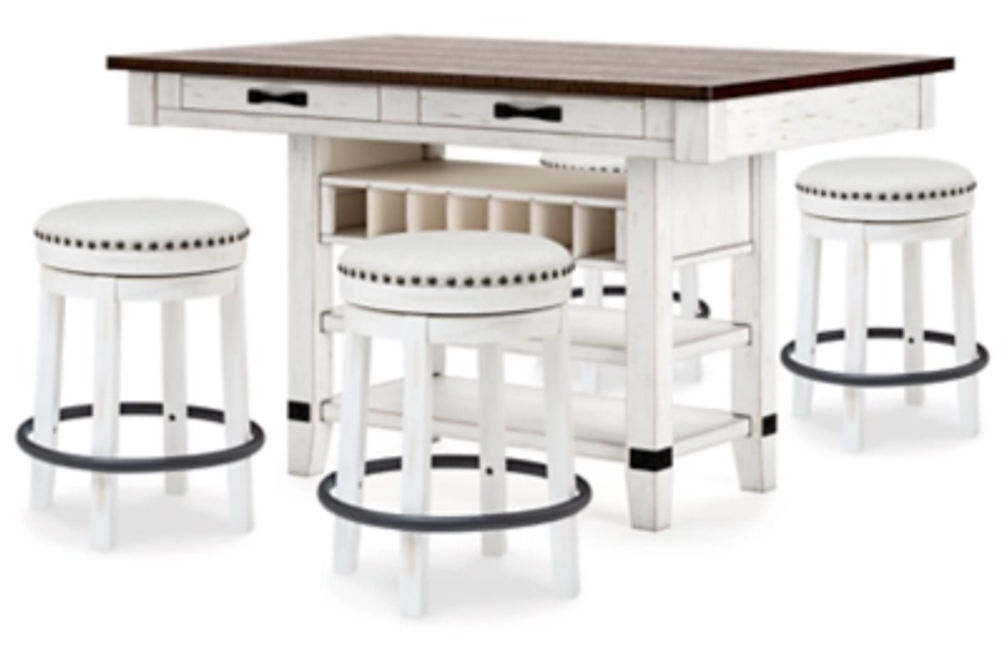 Signature Design by Ashley Valebeck Counter Height Dining Table and 4 Barstools