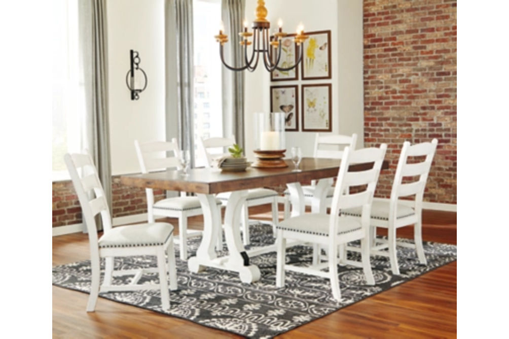 Signature Design by Ashley Valebeck Dining Table and 6 Chairs-Beige/White