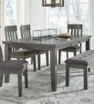 Signature Design by Ashley Hallanden Dining Table, 4 Chairs, and Bench-Gray