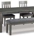 Signature Design by Ashley Hallanden Dining Table, 4 Chairs, and Bench-Gray