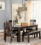 Signature Design by Ashley Haddigan Dining Table with 4 Chairs and Bench