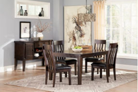 Signature Design by Ashley Haddigan Dining Table and 4 Chairs-Dark Brown