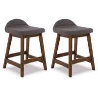 Signature Design by Ashley Lyncott Counter Height Bar Stool (Set of 2)-Charcoa