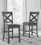 Signature Design by Ashley Myshanna Counter Height Bar Stool (Set of 2)-Gray