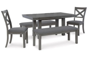 Signature Design by Ashley Myshanna Dining Table, 2 Chairs and 2 Benches