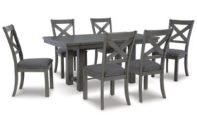 Signature Design by Ashley Myshanna Dining Table and 6 Chairs-Gray